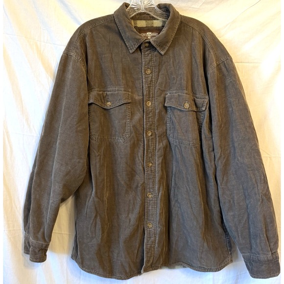 Levi Strauss Co Shirt Jacket Men Large Brown Corduroy Fleece Lined Shacket Coat - Picture 2 of 13